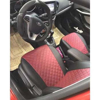 Авточехлы Автопилот черный бордовый Ромб